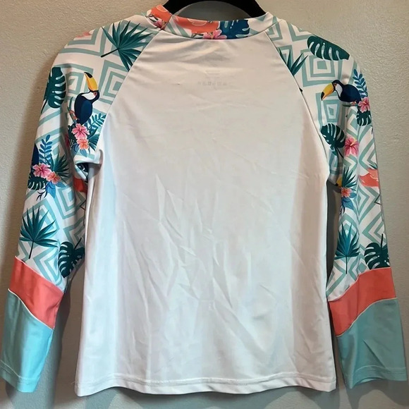 Besser Bay girls rash guard XL tropical flamingo and toucan print - Picture 4 of 4